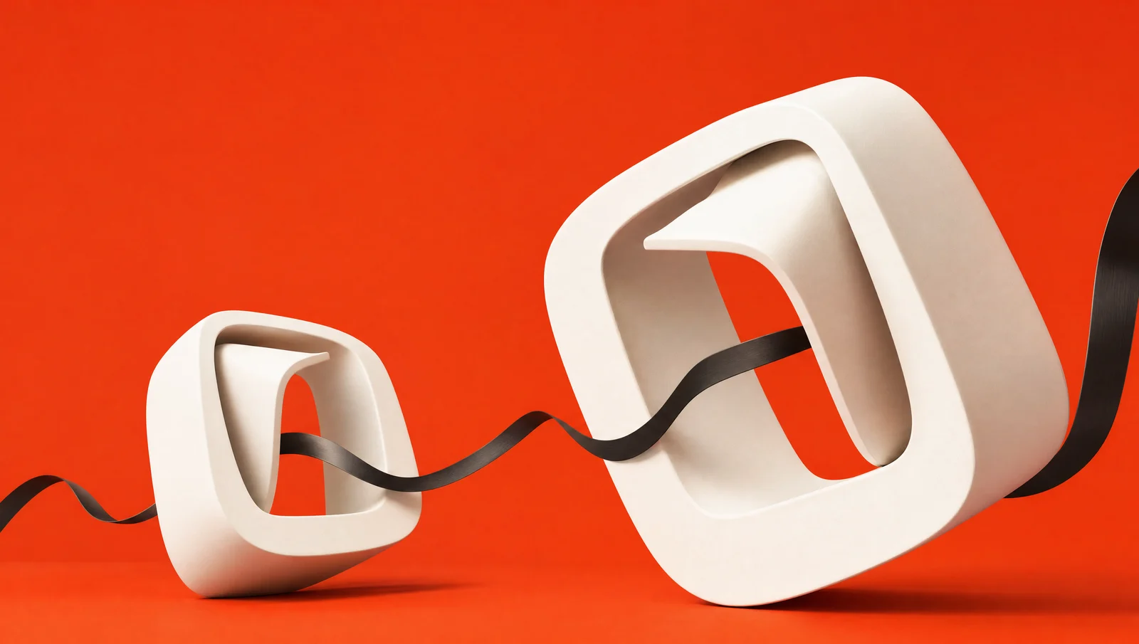 Relay’s vermilion sculptural brand artwork